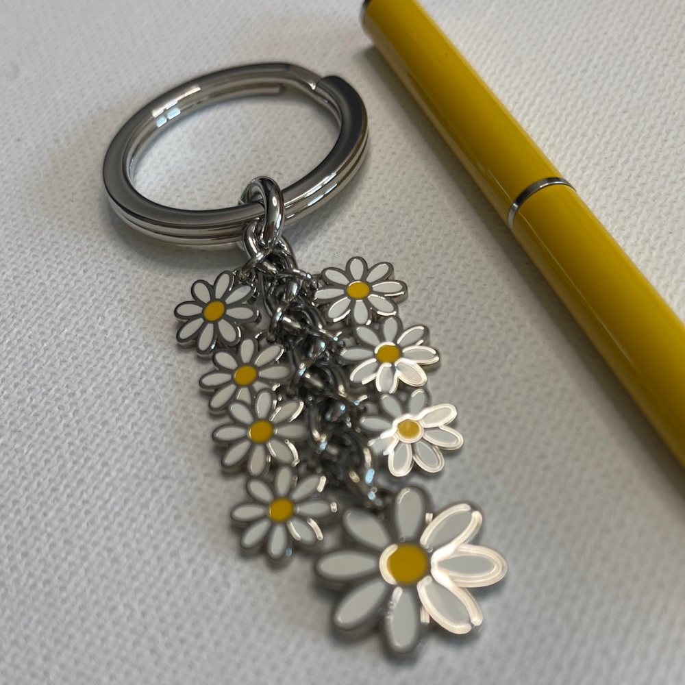 Coach Silver Daisy Keychain with Yellow Accents and Coach Pen - Picture 2 of 5